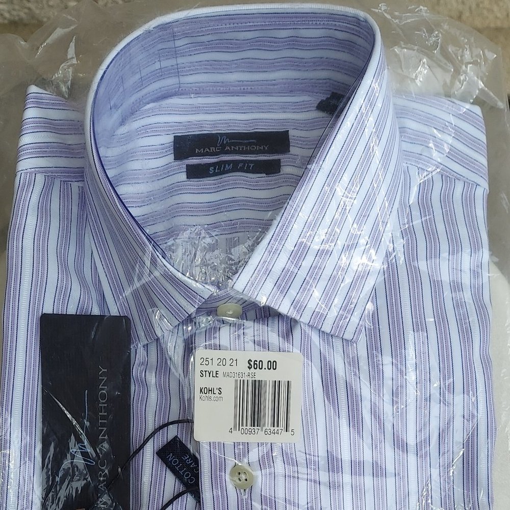 Marc Anthony Dress Button Shirt Long Sleeve Slim Fit Size M  in Original Package